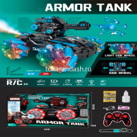 Танк р/у 23х20х15см с аккумулятором, пластик/пвх (свет, звук, поворот 360 градусов) LT389521 от магазина "Карандаш"