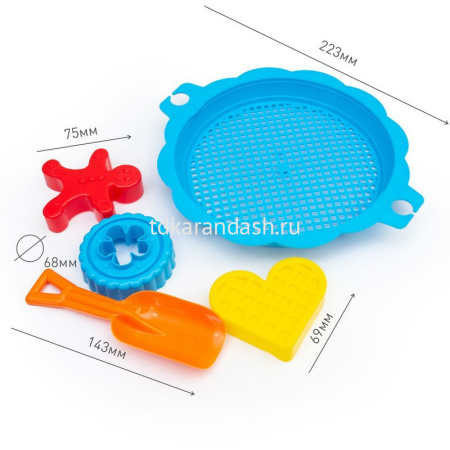 Набор д/песка "Сластена" (сито, 3 формочки, лопатка) 82038 от магазина "Карандаш"