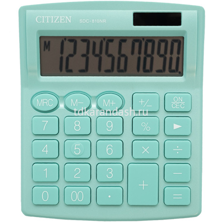Калькулятор 10 разрядов 127х105х21мм бирюзовый SDC-810NRGNE