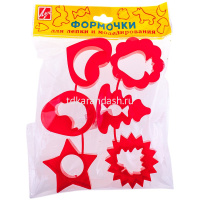 Формочки для лепки 6шт. №3 пластик, в пакете с европодвесом 22С-1420-08 от магазина "Карандаш"