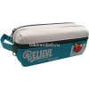 Пенал "Believe" 20,5х9х6см, прямоугольный, 1 отделение, 1 карман, текстиль, с ручкой, серо-бирюзовый