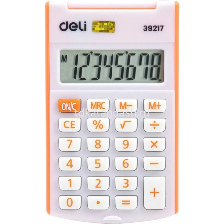 Калькулятор 8 разрядов 105х63х15мм с крышкой, белый/оранжевый E39217/OR