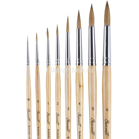 Кисть колонок микс круглая №4 короткая ручка 111204 от магазина "Карандаш"