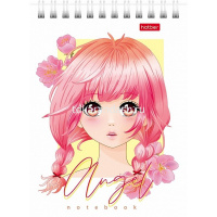 Блокнот А6 40л "Ангелы аниме" клетка, на спирали УФ-лак 6 дизайнов 080469 от магазина "Карандаш"