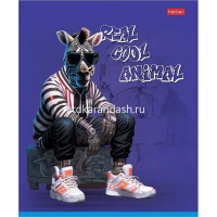 Тетрадь А5 48л клетка "Cool Animals" на скобе, пластиковая обложка, 5 дизайнов 089033 от магазина "Карандаш"