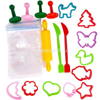 Набор д/лепки из теста 17 цветов 50гр. "Мега лепка" (формочки, штампики, 2 стека, скалка) TA1084 от магазина "Карандаш"