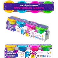 Тесто для лепки 4 цвета 50гр. (200г) с крышками-штампиками "Неоновые цвета" TA1016V от магазина "Карандаш"