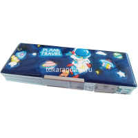 Пенал "Космонавт" 24х9х3,5см с точилкой, на магните, пластик, 2 отделения, 2 цвета 11661-24 от магазина "Карандаш"