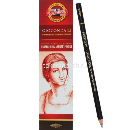 Карандаш чернографитный "Gioconda aquarelle" 2В, водоразмывательный, корпус черный, дерево 8800/2B от магазина "Карандаш"