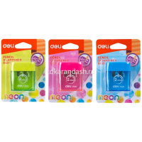 Точилка 2 отв. "Deli" с контейнером, пластик ассорти E0526 от магазина "Карандаш"