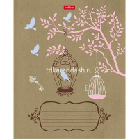 Тетрадь А5 24л клетка "Маленькие птички" на скобе крафт 5 дизайнов 24Т5В1/068449 от магазина "Карандаш"