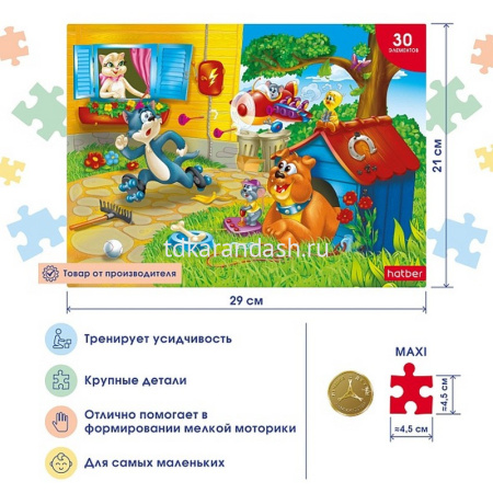 Пазлы 30 эл. "Приключения Кота" 21х29см макси 035913/11739 от магазина "Карандаш"