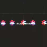 Эл/гирлянда Штора Снежинки 48 цветных диодов 15,5*15,5см 8шт, прозрачный провод 2м, 1 режим Y1455-15 от магазина "Карандаш"
