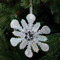 Ёлочное украшение "Снежинка" 11х10см, акрил, прозрачное с блестками Y9854-24 от магазина "Карандаш"