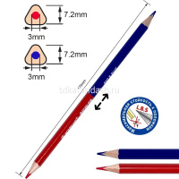 Карандаш разметочный красно-синий, трехгранный корпус дерево 43122 от магазина "Карандаш"