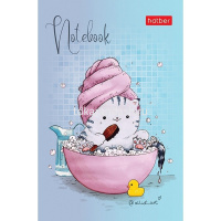 Блокнот А7 48л "Приключения кота Пирожка" клетка, склейка, 3-х цветный блок, 5 дизайнов 066317 от магазина "Карандаш"