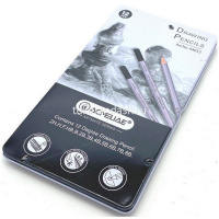 Набор карандашей чернографитных 12шт (8B-2H) металлическая упаковка 44053 от магазина "Карандаш"