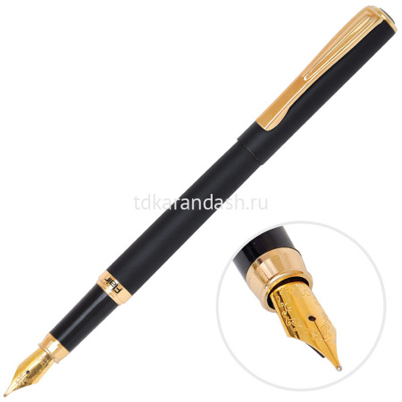 Ручка перьевая "Golden Eve" 0,8мм синяя, корпус черный, металл F-1061