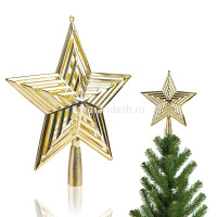 Верхушка на елку Звезда 20см золото пластик Y8303-19 от магазина "Карандаш"