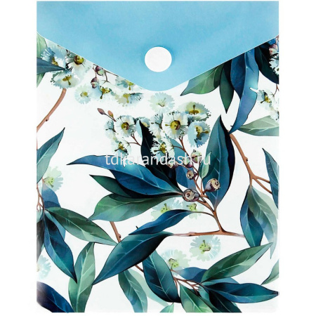 Папка-конверт на кнопке "Эвкалипт" 158х114мм вертикальный, полипропилен 0,18мм 69032