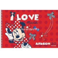 Альбом для рисования А4 30л "Микки и Минни Маус" на спирали перфорация на отрыв 5 дизайнов 062236 от магазина "Карандаш"