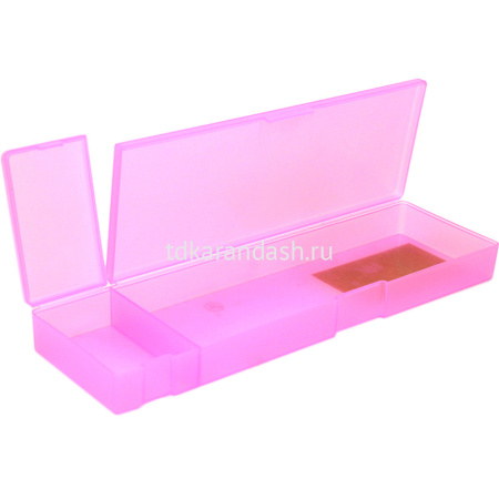 Пенал 23х7х2см, пластик, 2 отделения, прозрачный розовый Y9357-19