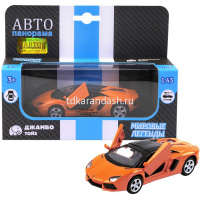 Машина "Lamborghini Aventador" оранжевая, инерционная, металл 17,5см (свет, звук, откр.двери) JB1200 от магазина "Карандаш"