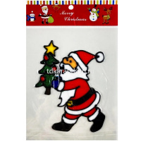 Наклейка витражная "Ель, Дед Мороз, Снеговик" 15х20см асосрти Y9889-24 от магазина "Карандаш"