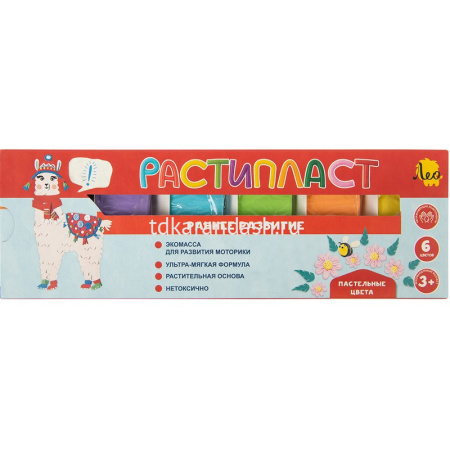 Пластилин 6 цветов 120гр. "Расти" растительный, пастельные цвета, картон LRPP-0106 от магазина "Карандаш"