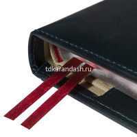 Ежедневник полудатированный А5+ "Windsor" 416стр., темно-синий, сереб. срез, натурал.кожа, на кнопке от магазина "Карандаш"