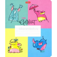 Тетрадь А5 24л клетка "Little Elephant" на скобе 5 дизайнов 24Т5В1/073417 от магазина "Карандаш"