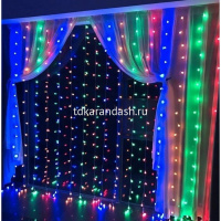 Эл/гирлянда Штора 200 цветных диодов 3*2м 2021-43 от магазина "Карандаш"