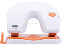 Дырокол "Vivid" 20л 2-отв, d-6мм пластик, фиксирующий механизм, белый/оранжевый E0123 от магазина "Карандаш"