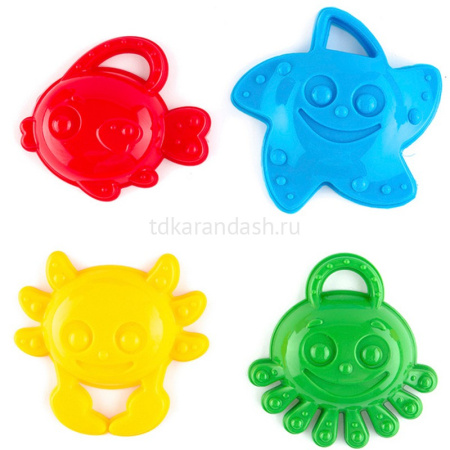 Набор д/песка "Пляж" (ведро, лейка, 4 формочки, лопатка, грабли) 70062 от магазина "Карандаш"