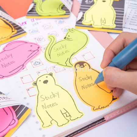 Клейкая бумага 76х76мм "Животные" 25л ассорти EA55102 от магазина "Карандаш"