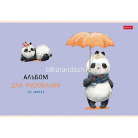 Альбом для рисования А4 20л "FunnyPanda" на скобе матовая ламинация 5 дизайнов 074446 от магазина "Карандаш"