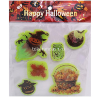 Наклейки витражные "Хэллоуин" 19х19см 6шт. размер 5-8см, 6 видов Y9898-24 от магазина "Карандаш"