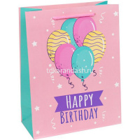 Пакет подарочный "День рождения" 26х32х12см 4 вида 5114-L от магазина "Карандаш"