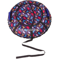 Санки-ватрушка 90см "Цветные динозавры"  ткань Оксфорд, верх-400г/м, низ-550г/м от магазина "Карандаш"