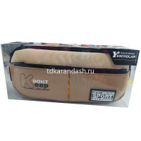 Пенал "Keep do it" 21х10х7см прямоугольный, 2 отделения, 1 карман, текстиль, с ручкой, 3 цвета 11643 от магазина "Карандаш"