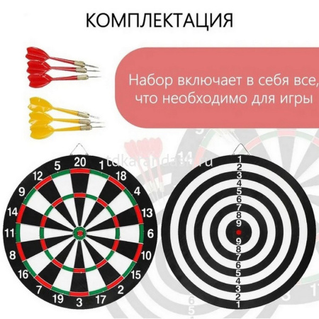 Дартс игольчатый d=36см, черный (6 дротиков) BJ6851 от магазина "Карандаш"