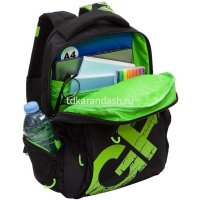 Рюкзак 32х42х22см, 1100гр, 2 отделения, 4 кармана, черный/салатовый RU-423-14/7 от магазина "Карандаш"