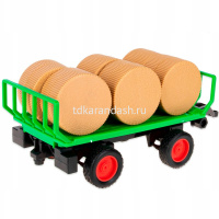 Трактор с тележкой и сеном на батарейках, пластик 17х11х9см (свет, звук) WY900E от магазина "Карандаш"