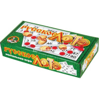 Русское лото 30х15х6см (90 бочонков, 24 карточки, 100 фишек, 1 мешочек) 00037 от магазина "Карандаш"