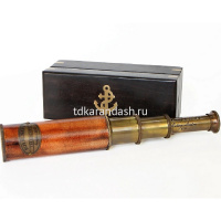 Подзорная труба 29см в деревянном боксе, дерево/металл/кожа/стекло TN-24-3179 от магазина "Карандаш"