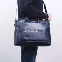 Сумка для ноутбука "Blue Square" 27x38,5x8,5см, 2 отделения, синяя, натуральная кожа CA3335B2/BLU2 от магазина "Карандаш"