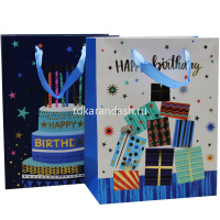 Пакет подарочный "С Днем рождения" 40х30х12см 4 вида 11511-24 от магазина "Карандаш"