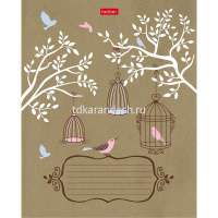 Тетрадь А5 24л клетка "Маленькие птички" на скобе крафт 5 дизайнов 24Т5В1/068449 от магазина "Карандаш"