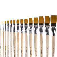 Кисть синтетика плоская №6 длинная ручка покрыта лаком 322206 от магазина "Карандаш"