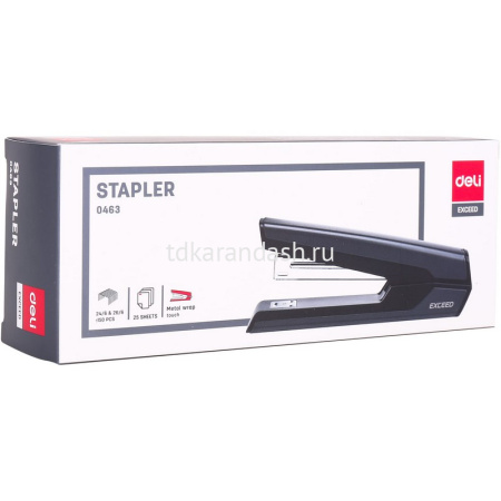 Степлер №24/6,26/6,26/8 50л "Exceed" глубина 55мм пластик, черный E0371BLACK от магазина "Карандаш"